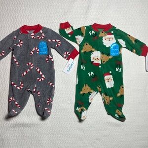 Fleece Sleep-n-Plays Christmas Winter Santa Reindeer Candy Cane SET